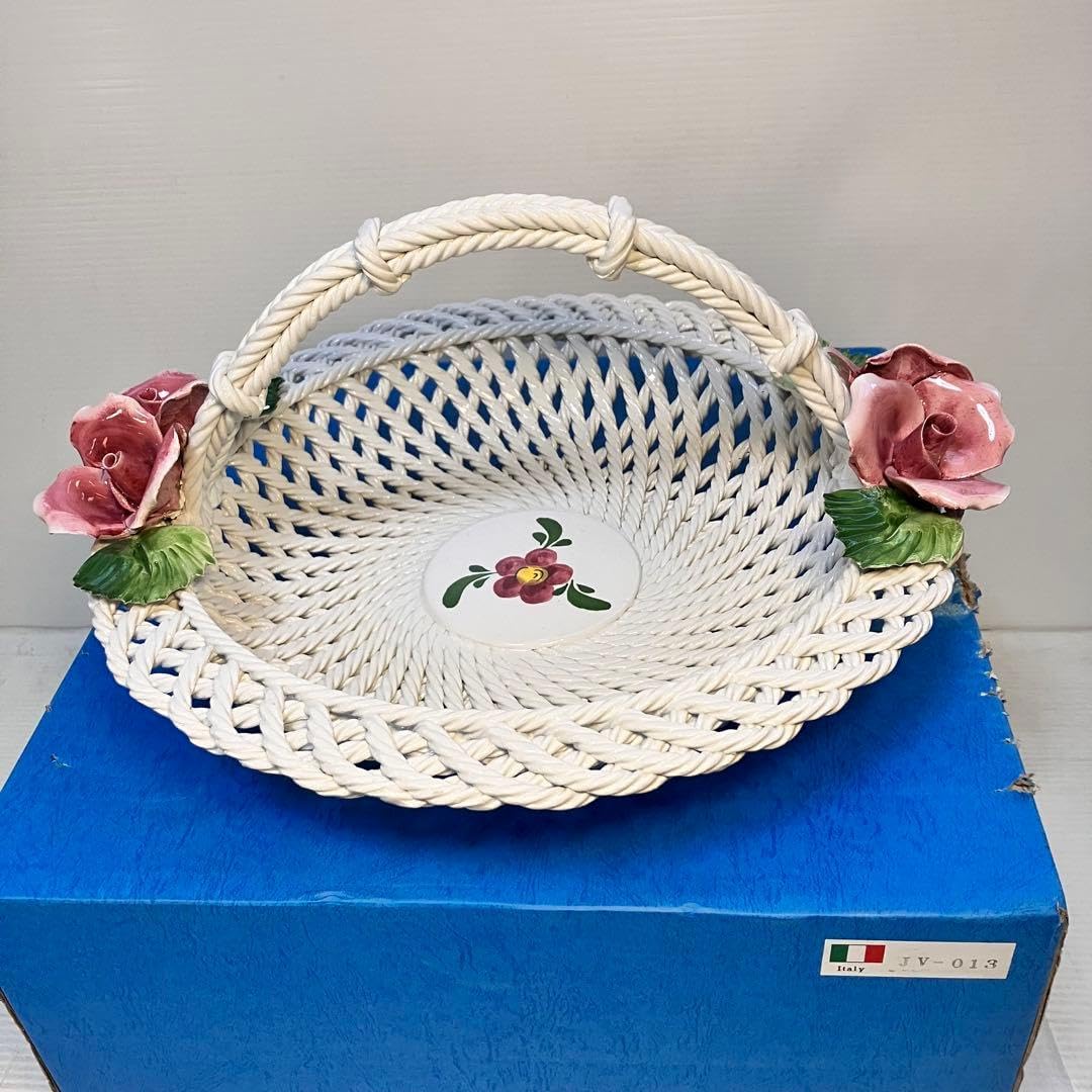 イタリア製陶器のフルーツバスケット透かし編み仕様35cm35cm Amazon